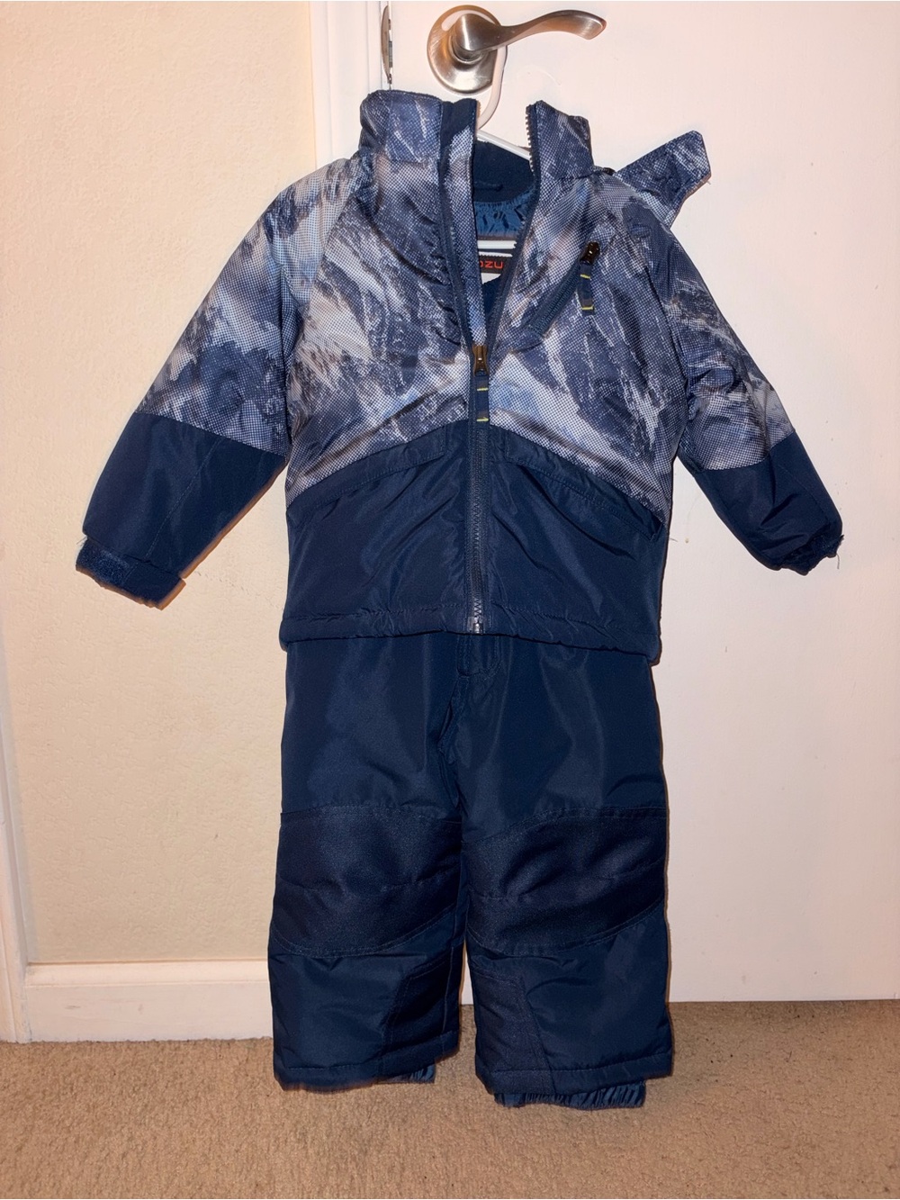 Snozu Navy Blue Toddler Winter Jacket with Mountain Patch